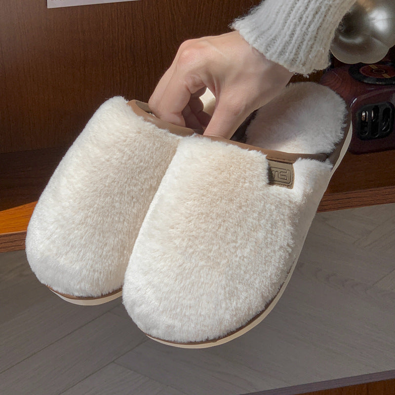 Women's slippers plush elegant warm and solid non-slip