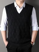 Men's Vest Elegant Knitted Woolen Twisted Loose Sleeveless Business