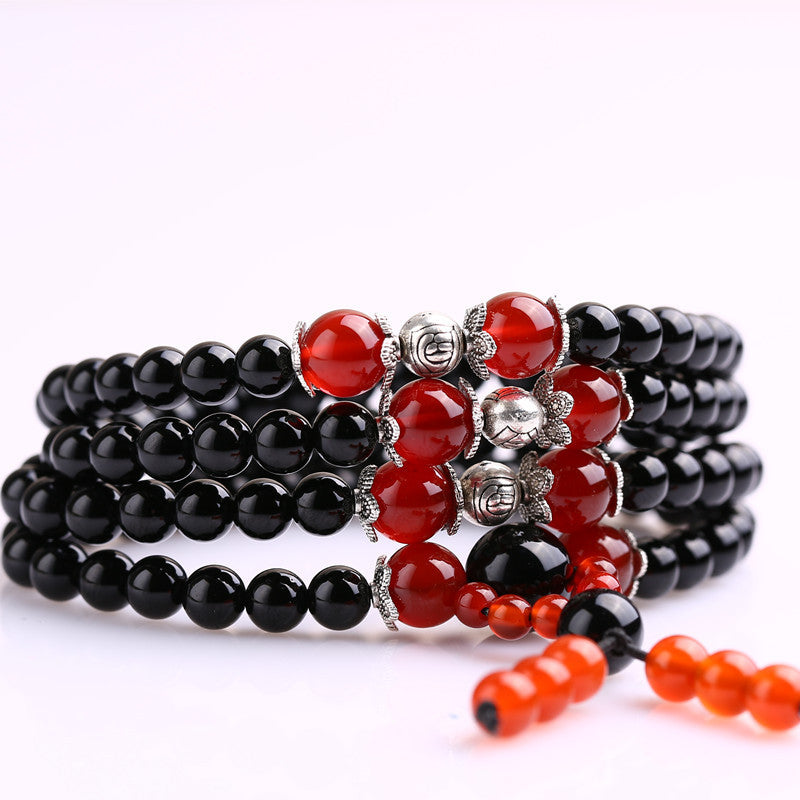 Women's Bracelet Mala beads obsidian prayer 108 for healing meditation