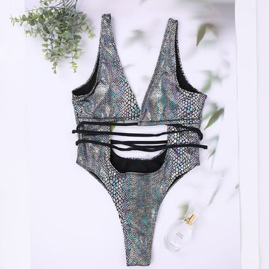 Women's Swimwear One Piece elegant with Straps and Lace-Ups