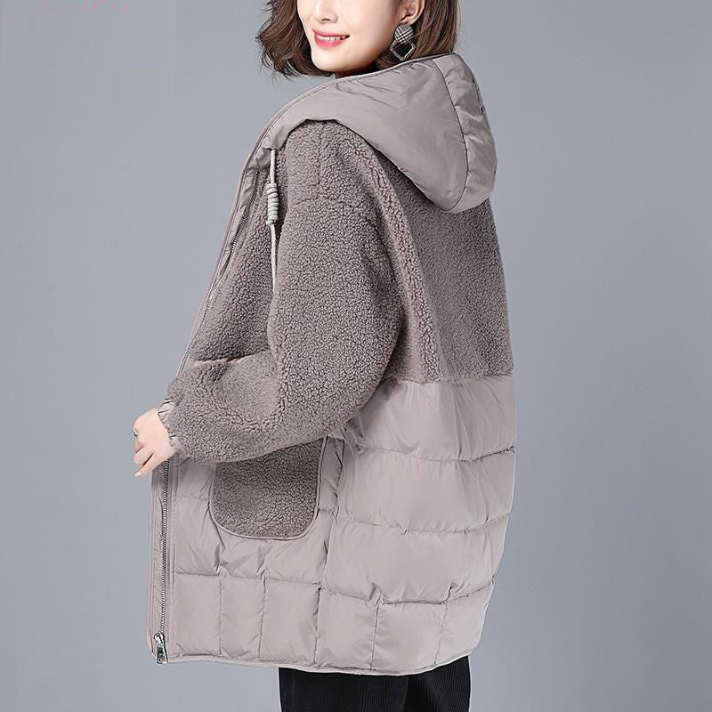 Women's coat padded cotton elegant hooded loose mid-length thickened