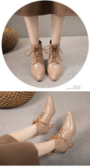 Women's Boots  ankle pointed stiletto heels elegant, lace-up