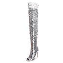Women's Boots long high heels stiletto sequins elegant with fish mouth