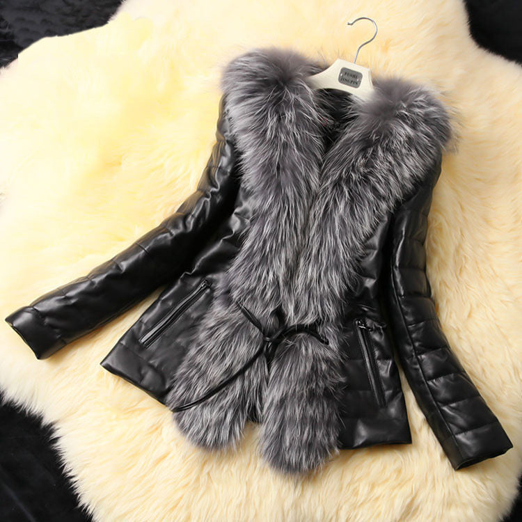 Women's fur coat imitation long fox hair padded elegant show slim body