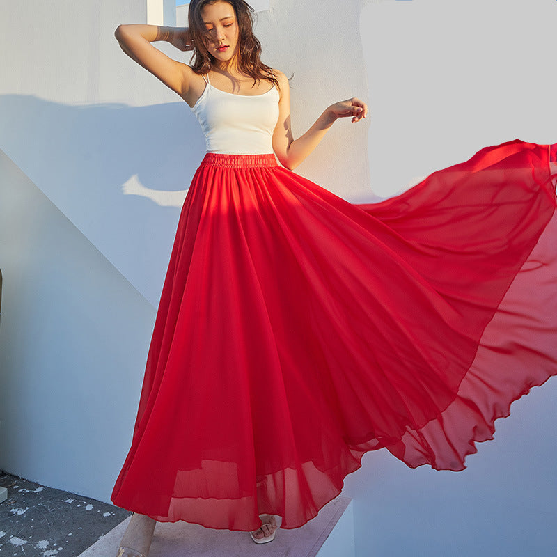 Women's long skirt dance elegant chiffon