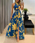 New Dress Exposed Back, Asymétrique Épaule Dénudée, Printed Maxi, Sexy