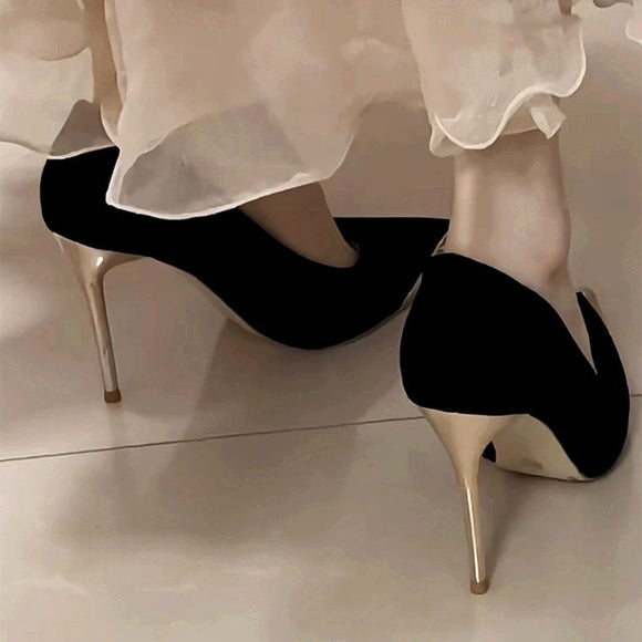 Women's Escarpins Stiletto Heels Elegant Pointed Metal