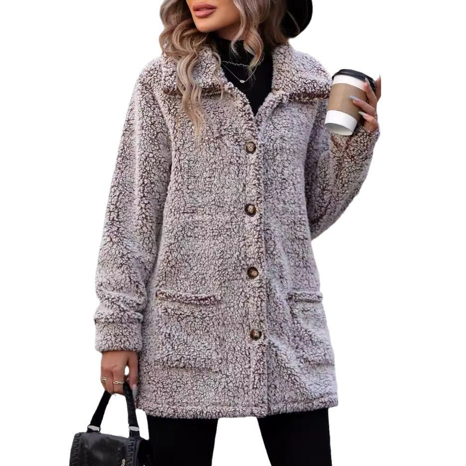 Women's coats fluffy fleeces padded cotton warm comfortable cardigan