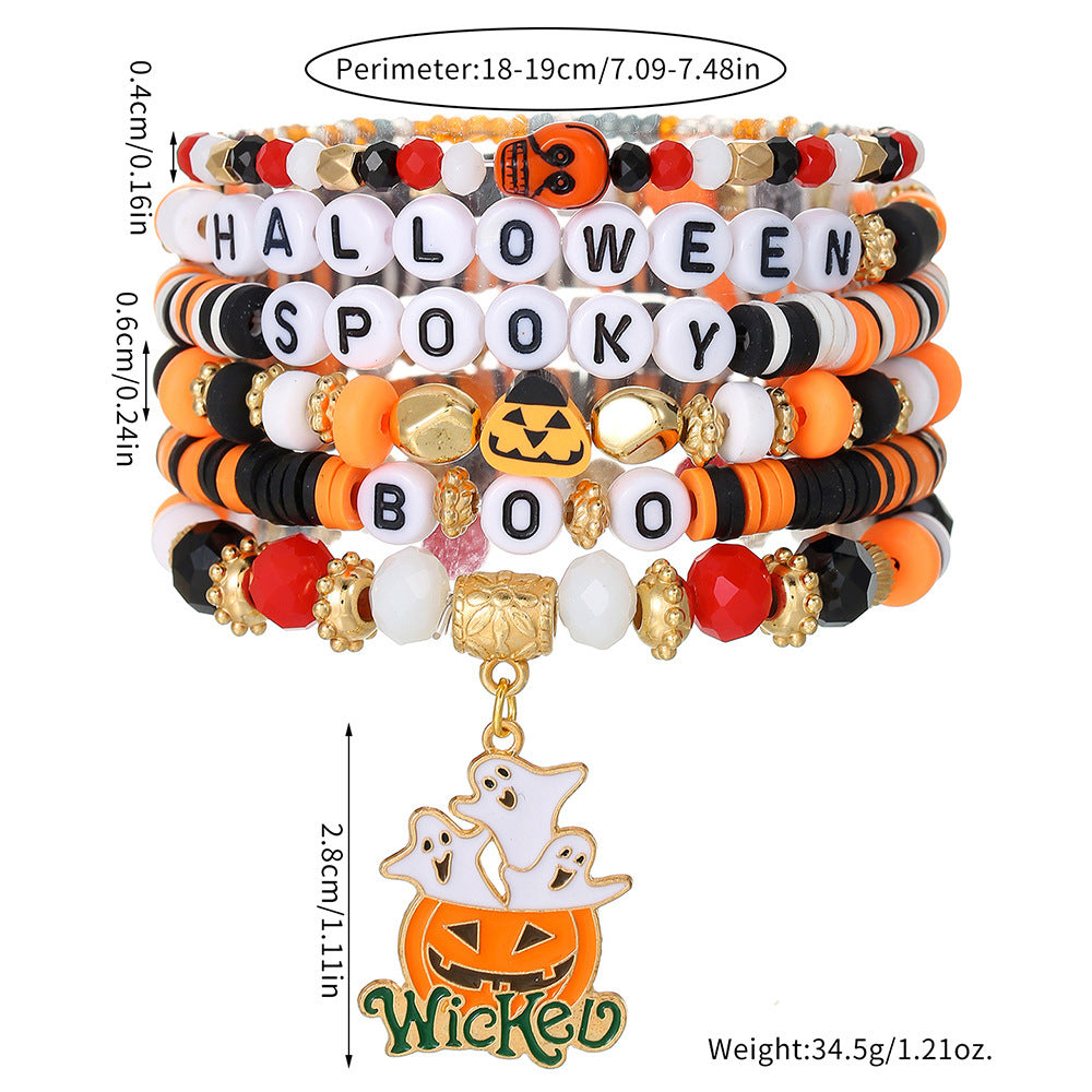 Women's bracelet in clay polymer with letters pumpkin