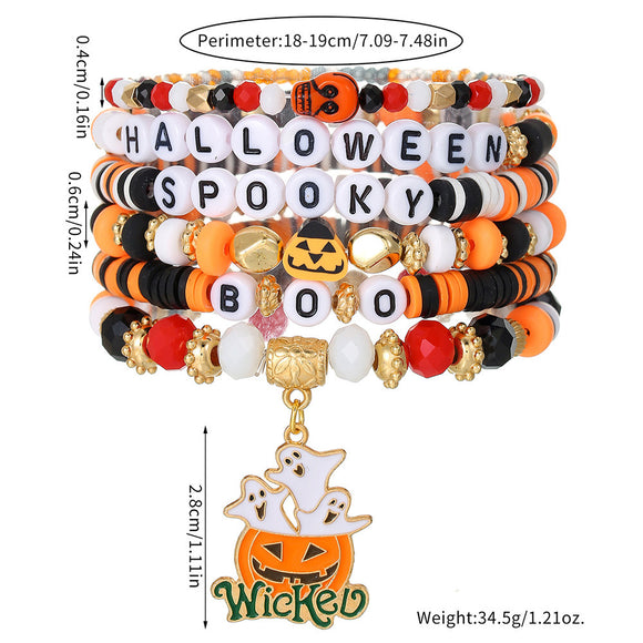Women's bracelet in clay polymer with letters pumpkin
