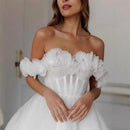 Women’s Short Wedding Gowns Elegant Boat Neck Princess Bridal Lace Off-shoulder-3