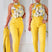 Women's Set Two Piece Pants Floral Top Halter High Waist 