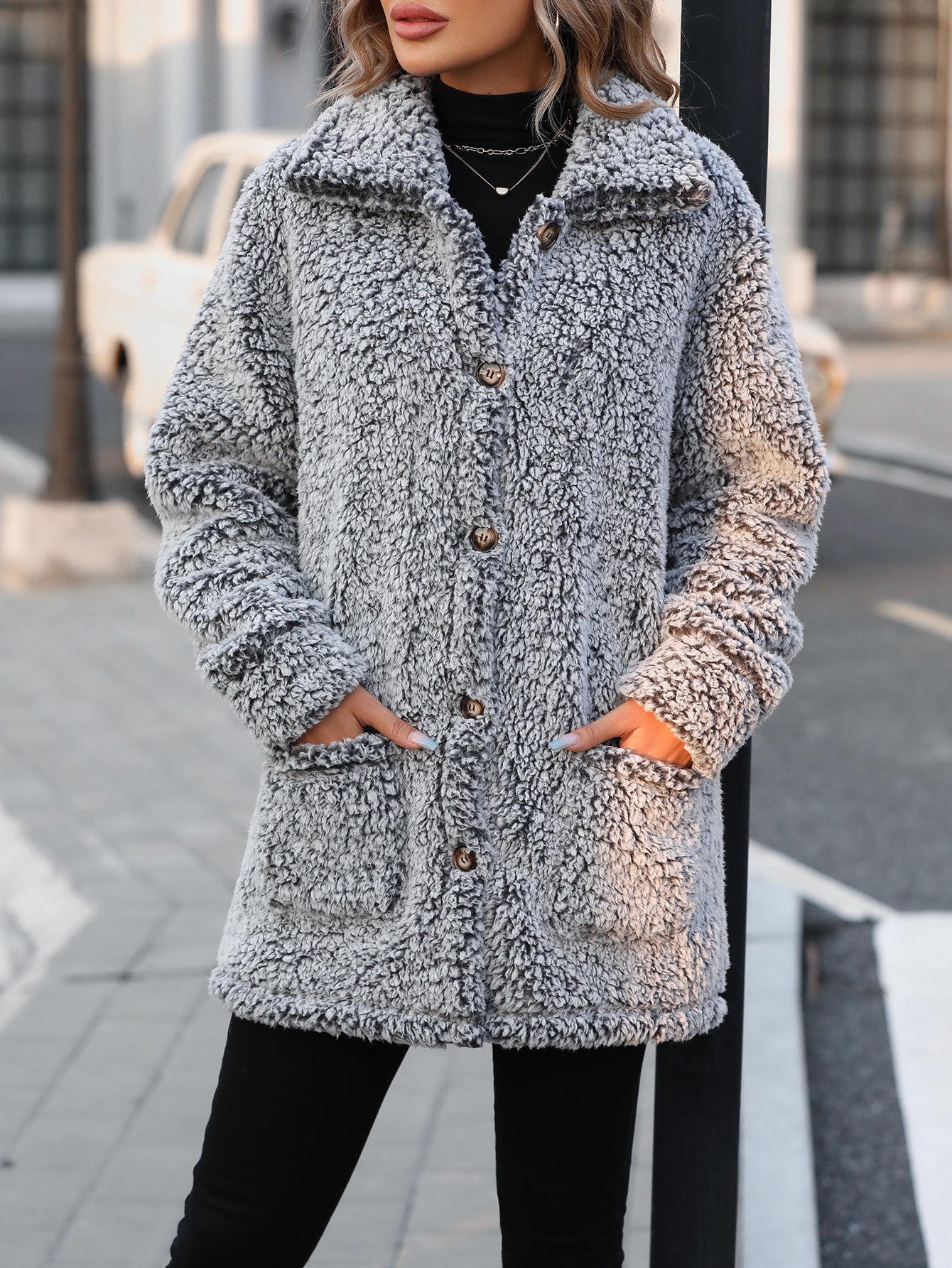 Women's coats fluffy fleeces padded cotton warm comfortable cardigan