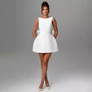 Sexy Mini Dress Women Big Bows Beads Elegant Backless Sleeveless Party Dress