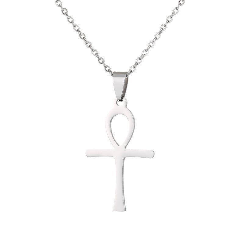 Necklace elegant cross pendant stainless steel unisex