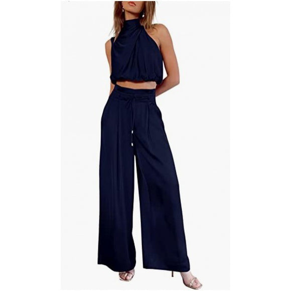Women's 2-Piece Sleeveless Top And Wide-Leg Pants Set Summer Outfit