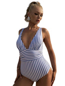 Women's swimwear one-piece elegant striped