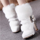 Women's Boots rhinestone fur high heels elegant, warm, comfort