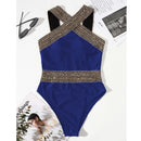 Women's swimwear one-piece elegant solid color
