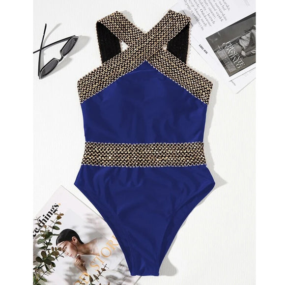 Women's swimwear one-piece elegant solid color