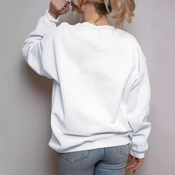 Sweat-shirt femme imprimé série Noël col rond élégant