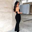 Women's Elegant Jumpsuit Lace Up Slim Fit See Through Backless Fashion