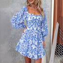 Women’s Sexy Mini Dress Square Neck Elegant Long Sleeves