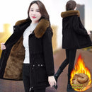 Women's coat mid-length thick in cotton fur collar