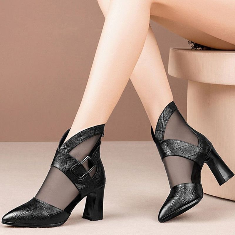 Women's short boots with high heels, pointed toe gladiator elegant