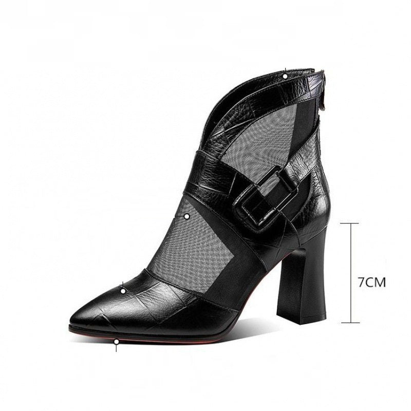 Women's short boots with high heels, pointed toe gladiator elegant