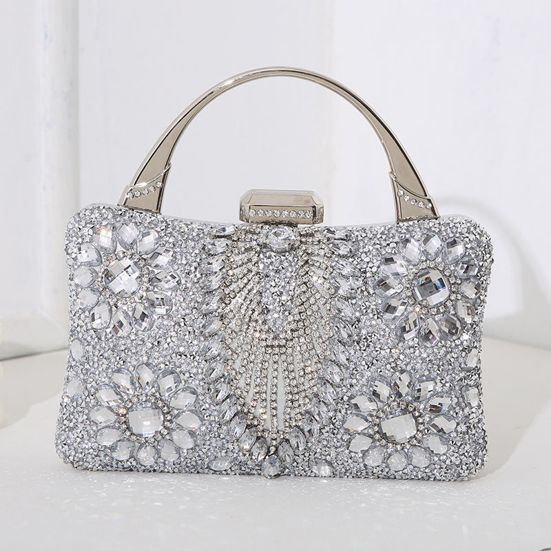 Women's clutch square bag sequined handmade diamond luxury