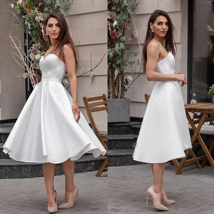  Women’s Wedding Short Dress Elegant Stunning Neckline Strapless 