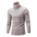 Men's sweater pullover knit casual retro twisted flower turtleneck