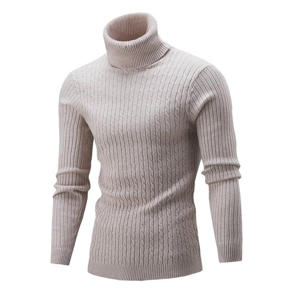Men's sweater pullover knit casual retro twisted flower turtleneck