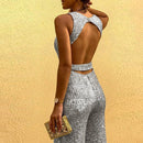 Women's Jumpsuit Elegant Sleeveless Sequin Wide Leg Party Wear-2