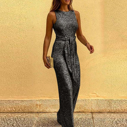 Women's Jumpsuit Party sexy Sequin Sleeveless Wide Leg Wear