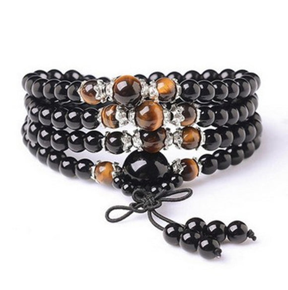 Women's Bracelet Mala beads obsidian prayer 108 for healing meditation