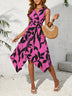 Women's dress mid-length sleeveless elegant floral print