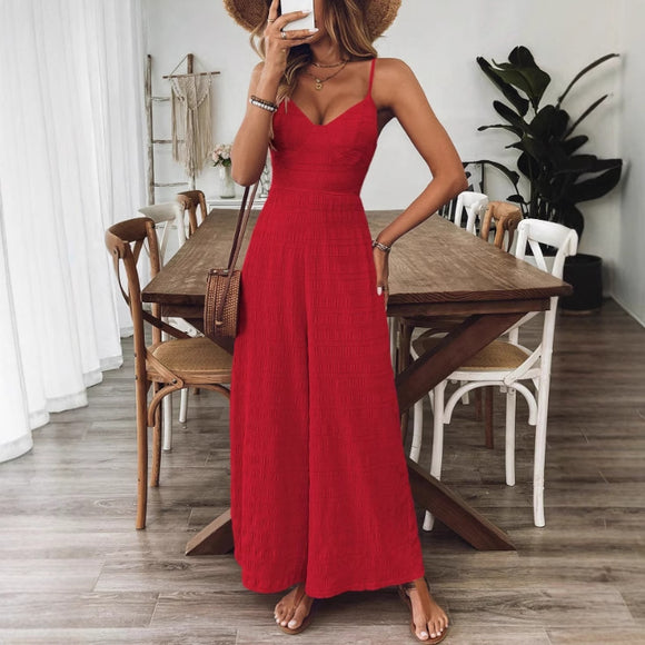 Women's Jumpsuit Elegant Casual Strap Bow Back Detail Chic
