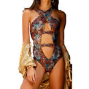 Women's swimwear one-piece elegant snake print