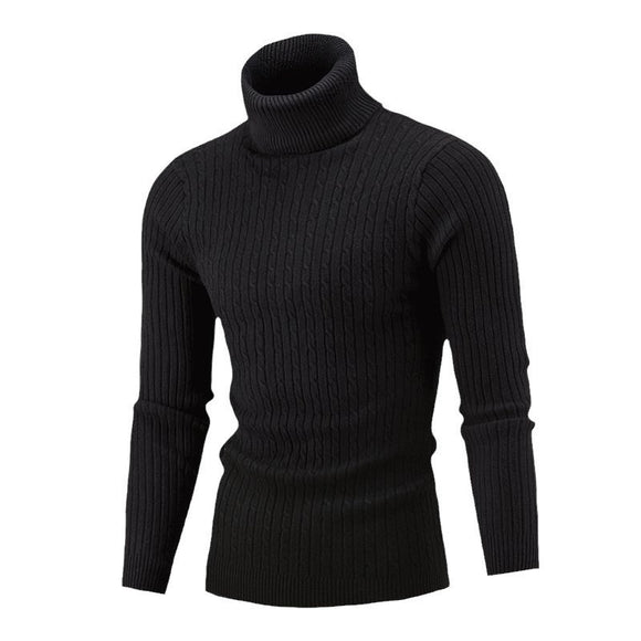 Men's sweater pullover knit casual retro twisted flower turtleneck