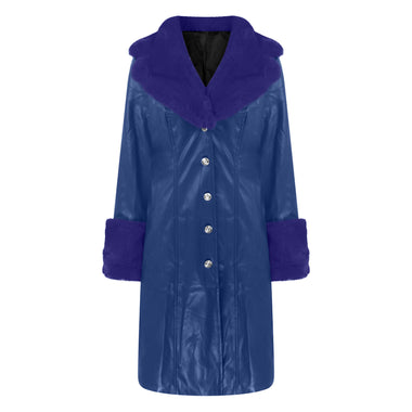 Women's coat leather fur collar elegant zipper polyurethane jacket