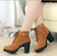 Women's ankle boots leather elegant lace-up square heels