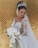 Women's Elegant Mermaid Wedding Dress V Neck Bridal Gown Train