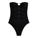 Women's swimwear one-piece elegant solid color beach