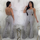Women's Jumpsuit Elegant Striped Slim Fit Backless Romper