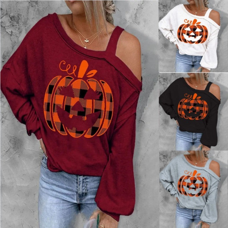 Women's sweater Christmas pumpkin print elegant