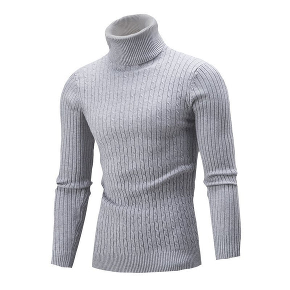 Men's sweater pullover knit casual retro twisted flower turtleneck