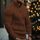 Men's Sweater Knitwear Half Zipper Coat Solid Color Twisted Thickened-6