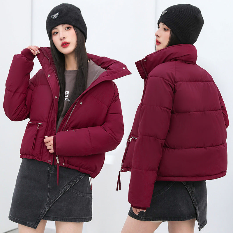 Women's short down jacket Puffer padded cotton thick stand-up collar